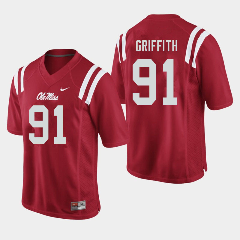 Casey Griffith Ole Miss Rebels NCAA Men's Red #91 Stitched Limited College Football Jersey MBA3758QM